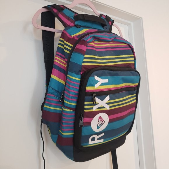ROXY - Backpack Stripe Turquoise Pink and Yellow - unisex - Picture 1 of 15
